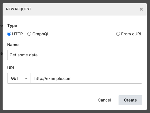 create request dialog