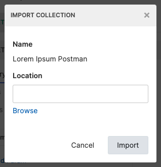 Collection Location dialog